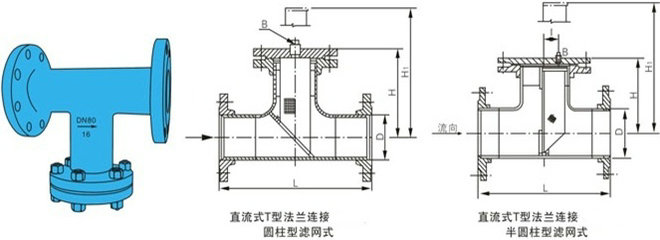 不銹鋼T型過濾器結構圖